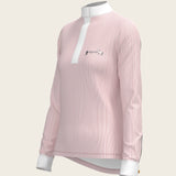  Stripes in Rose Short Zip Long Sleeve Show Shirt - Espoir Equestrian - Equiluxe Tack