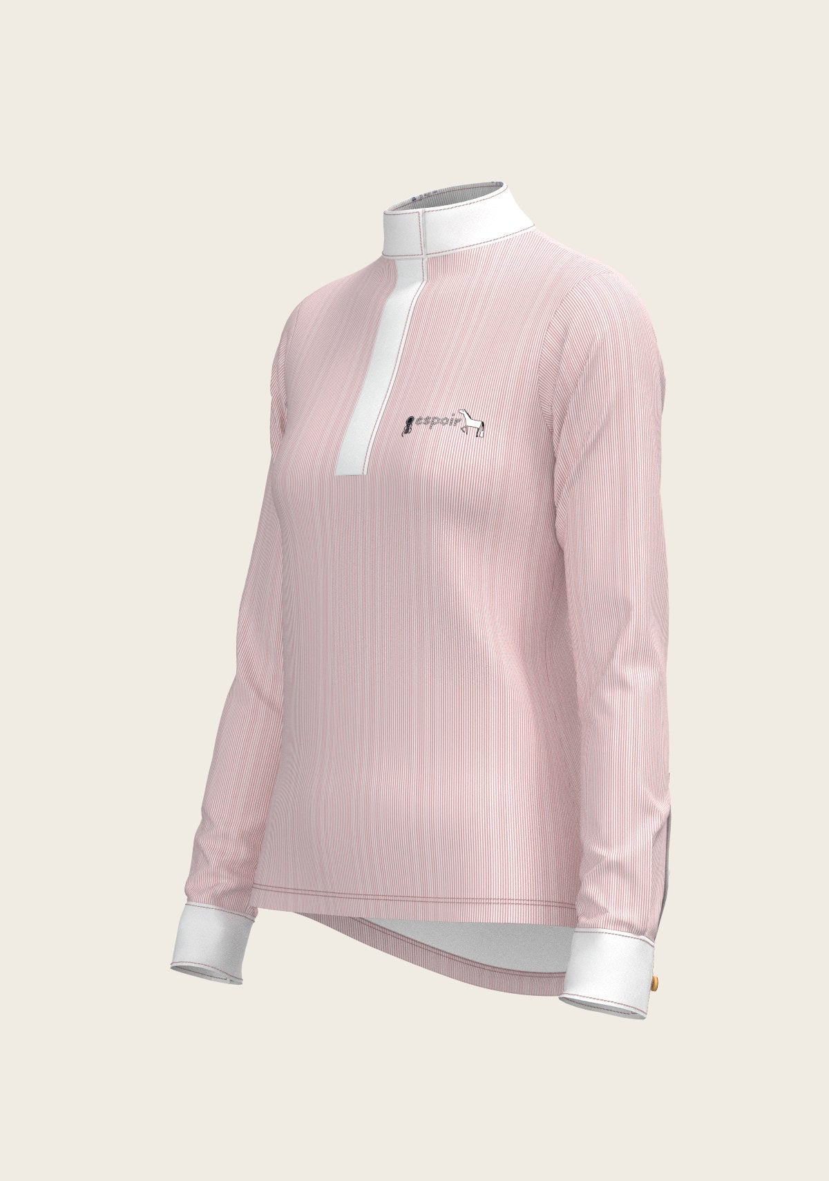  Stripes in Rose Short Zip Long Sleeve Show Shirt - Espoir Equestrian - Equiluxe Tack