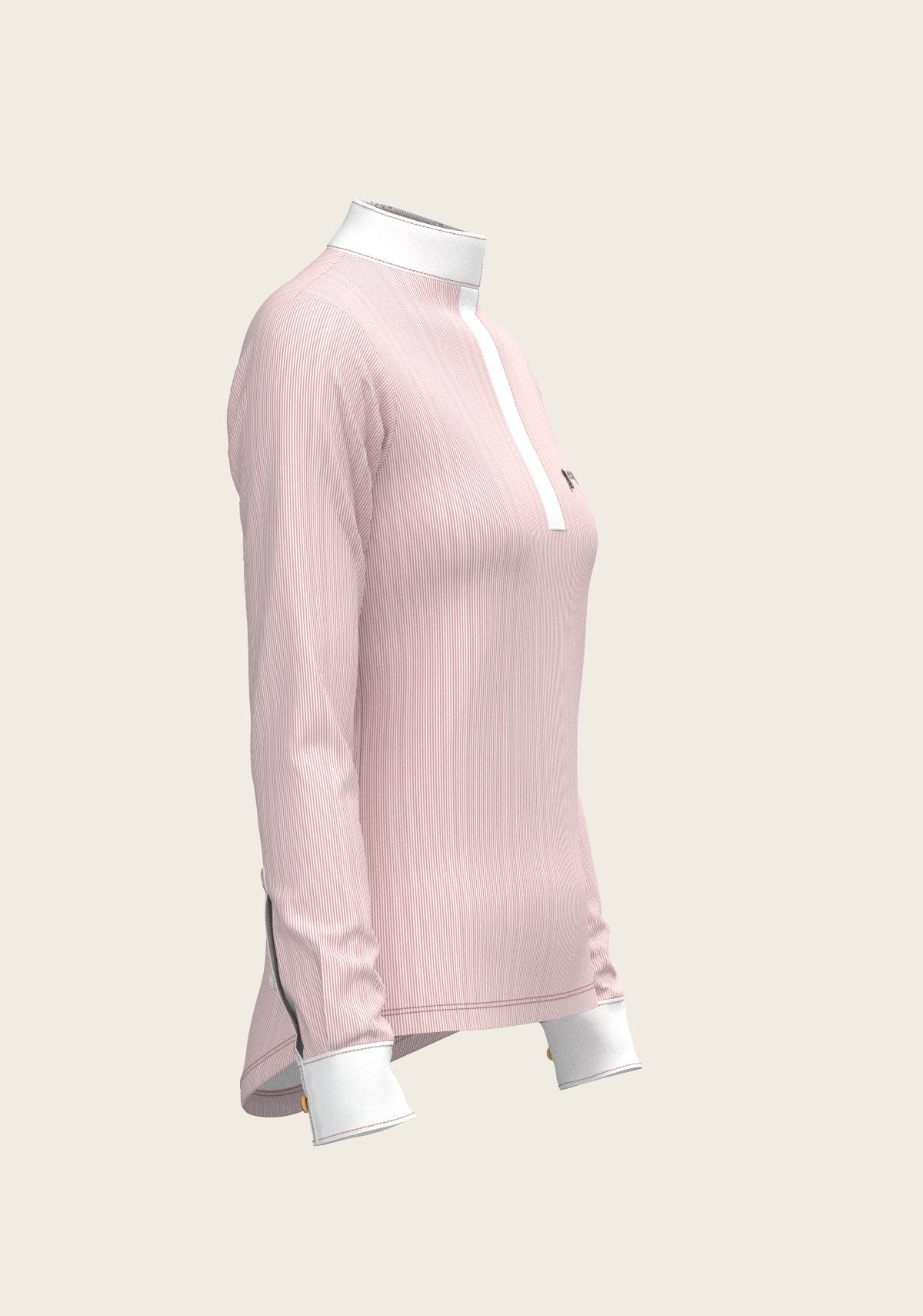  Stripes in Rose Short Zip Long Sleeve Show Shirt - Espoir Equestrian - Equiluxe Tack