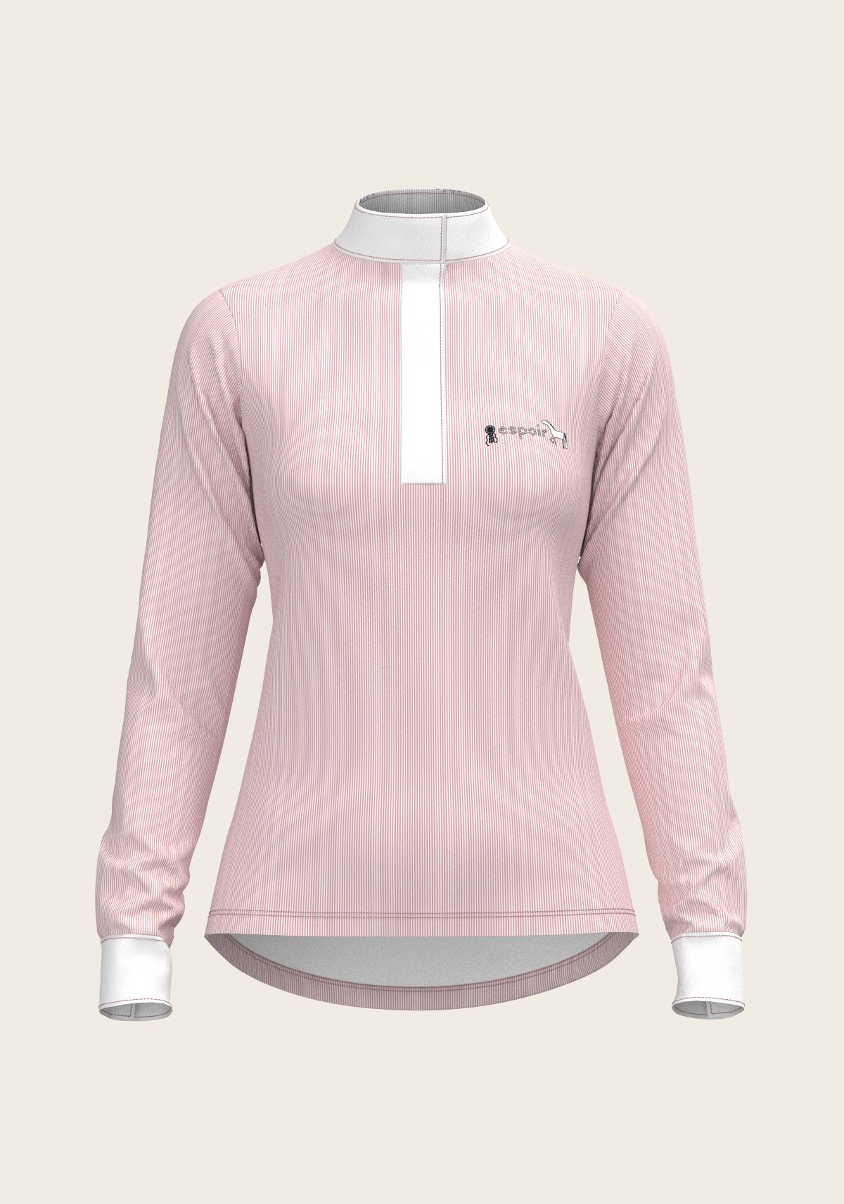  Stripes in Rose Short Zip Long Sleeve Show Shirt - Espoir Equestrian - Equiluxe Tack