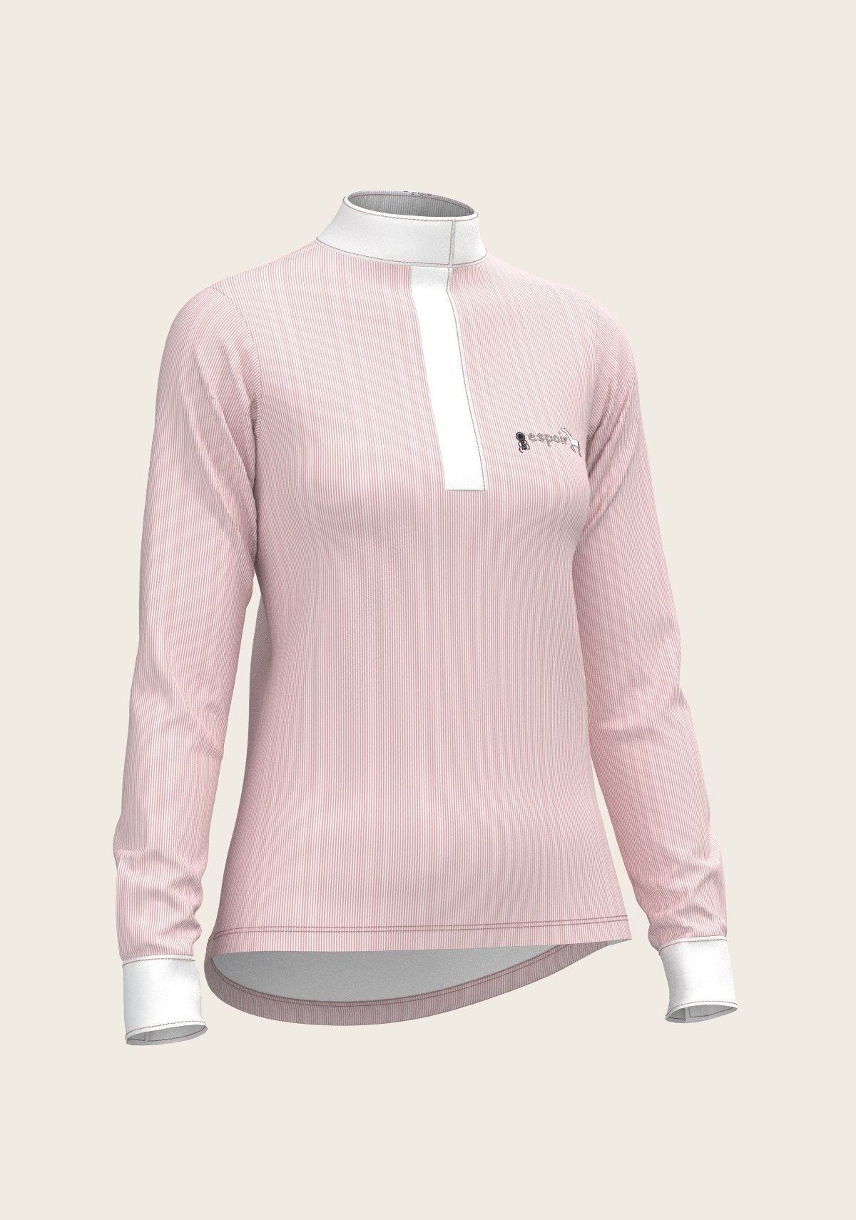  Stripes in Rose Short Zip Long Sleeve Show Shirt - Espoir Equestrian - Equiluxe Tack