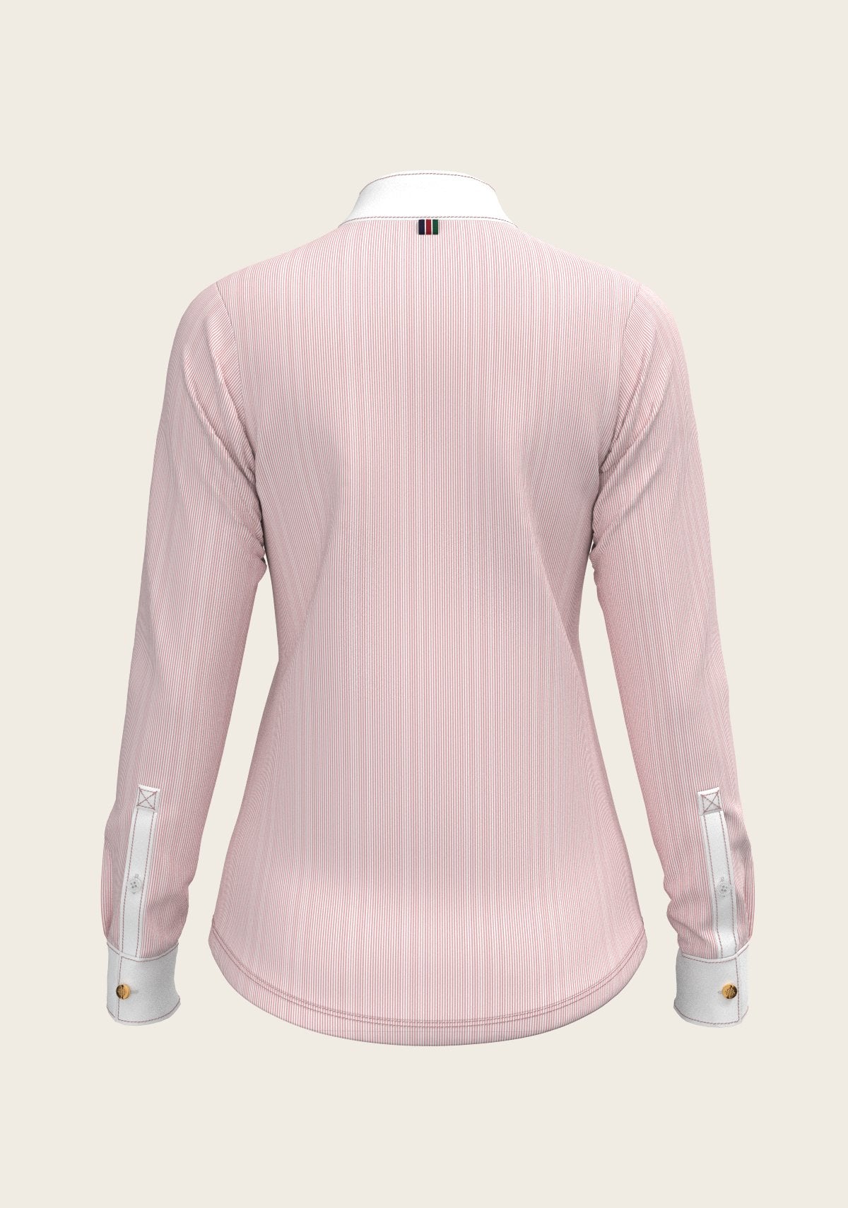  Stripes in Rose Short Zip Long Sleeve Show Shirt - Espoir Equestrian - Equiluxe Tack