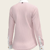  Stripes in Rose Short Zip Long Sleeve Show Shirt - Espoir Equestrian - Equiluxe Tack