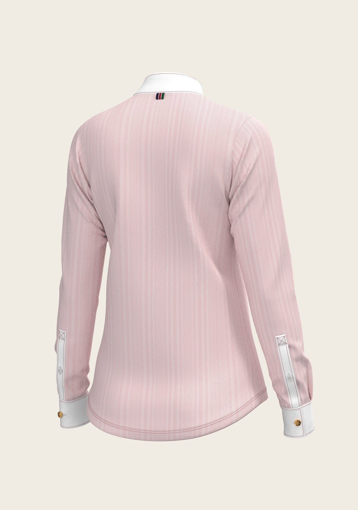  Stripes in Rose Short Zip Long Sleeve Show Shirt - Espoir Equestrian - Equiluxe Tack