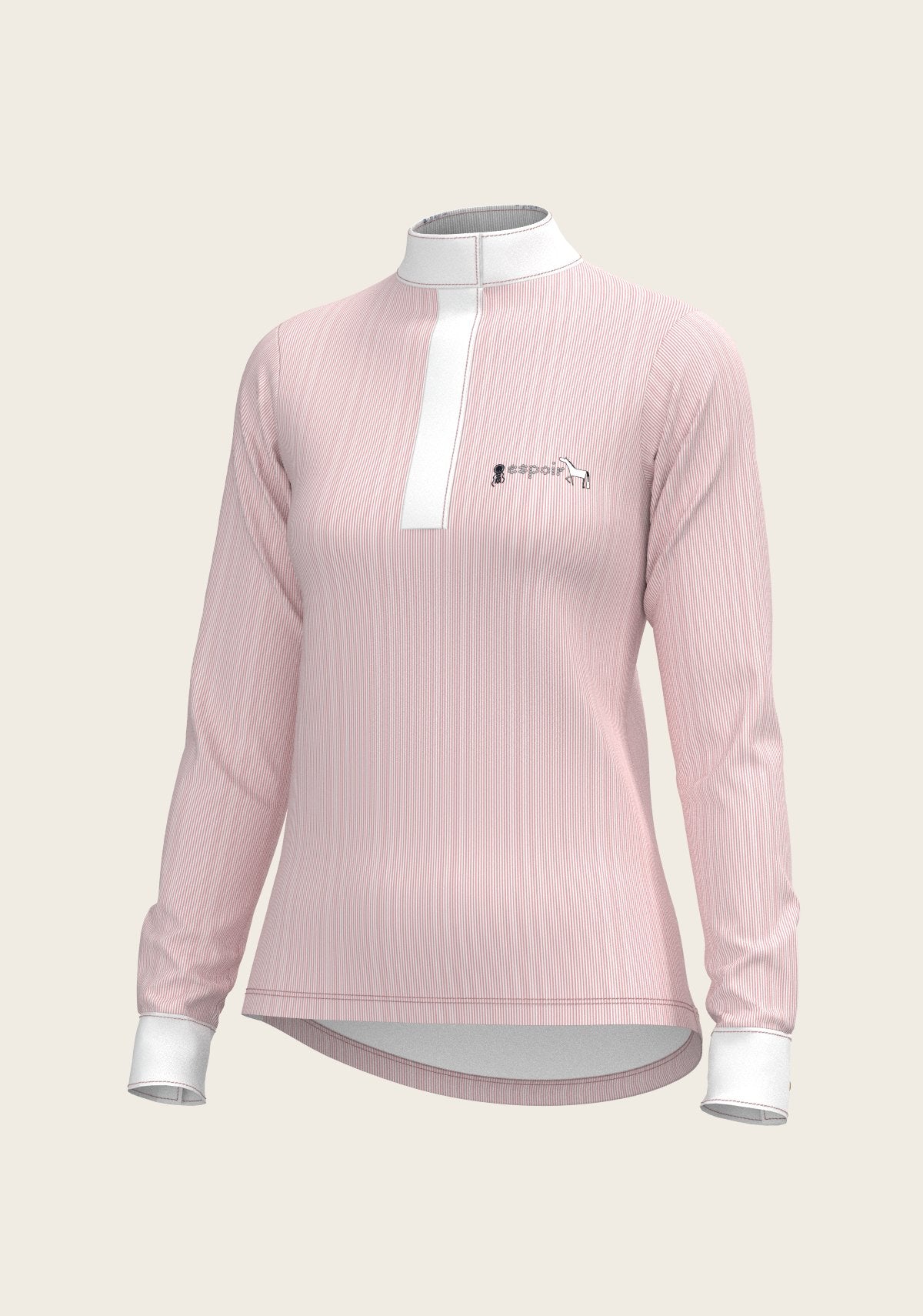  Stripes in Rose Short Zip Long Sleeve Show Shirt - Espoir Equestrian - Equiluxe Tack