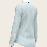  Stripes in Sky Blue Short Pleated Long Sleeve Show Shirt - Espoir Equestrian - Equiluxe Tack