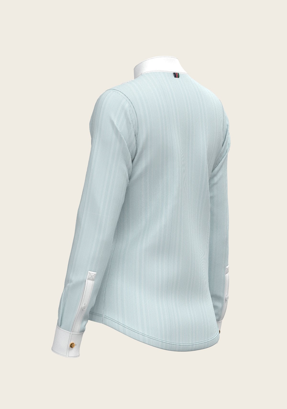  Stripes in Sky Blue Short Pleated Long Sleeve Show Shirt - Espoir Equestrian - Equiluxe Tack