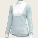  Stripes in Sky Blue Short Pleated Long Sleeve Show Shirt - Espoir Equestrian - Equiluxe Tack