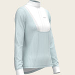  Stripes in Sky Blue Short Pleated Long Sleeve Show Shirt - Espoir Equestrian - Equiluxe Tack