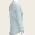  Stripes in Sky Blue Short Pleated Long Sleeve Show Shirt - Espoir Equestrian - Equiluxe Tack