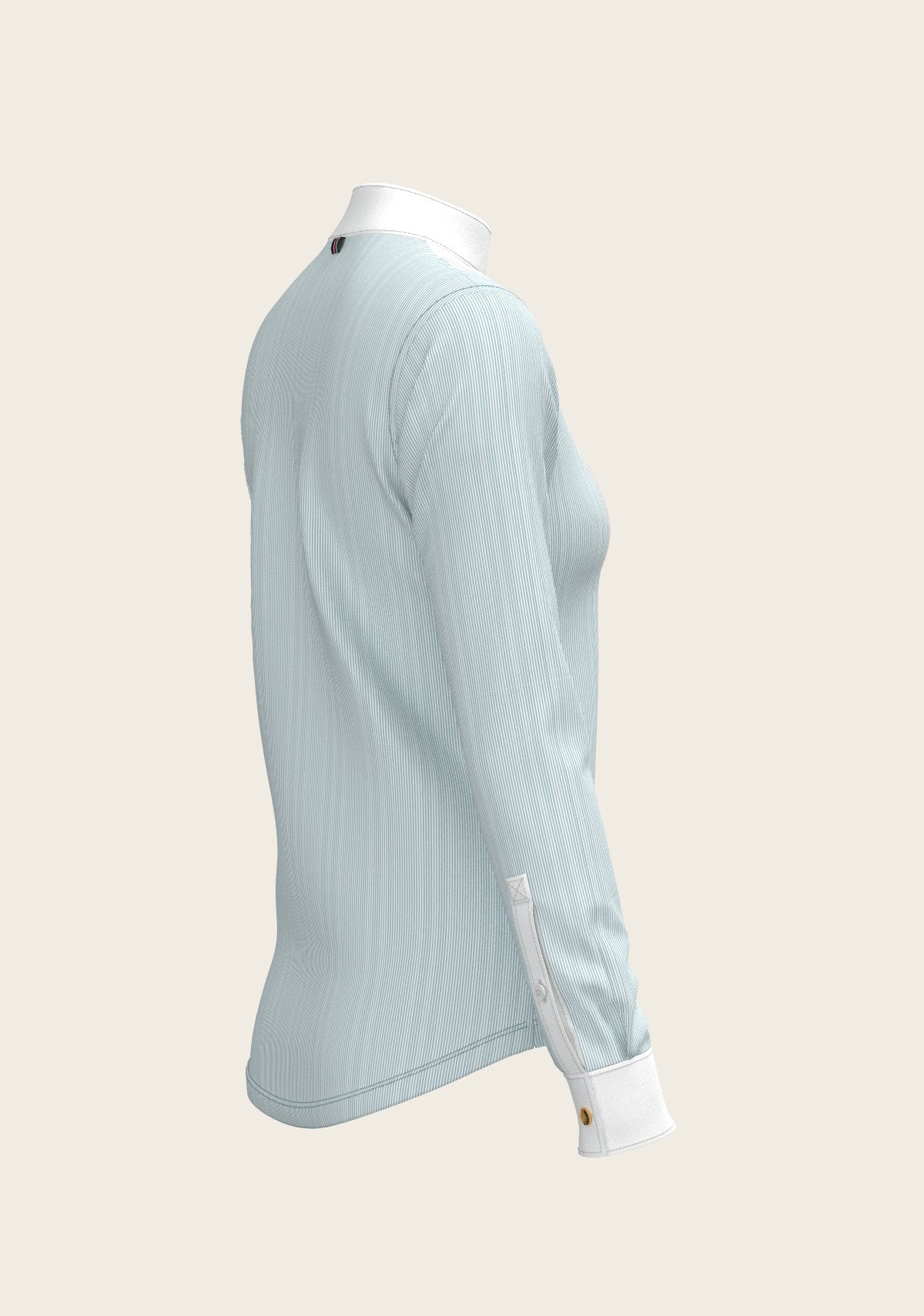  Stripes in Sky Blue Short Pleated Long Sleeve Show Shirt - Espoir Equestrian - Equiluxe Tack