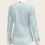  Stripes in Sky Blue Short Pleated Long Sleeve Show Shirt - Espoir Equestrian - Equiluxe Tack