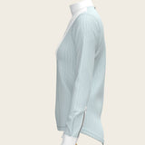  Stripes in Sky Blue Short Pleated Long Sleeve Show Shirt - Espoir Equestrian - Equiluxe Tack