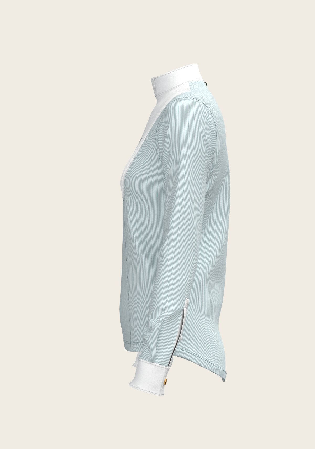  Stripes in Sky Blue Short Pleated Long Sleeve Show Shirt - Espoir Equestrian - Equiluxe Tack