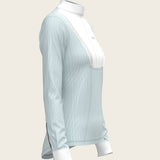  Stripes in Sky Blue Short Pleated Long Sleeve Show Shirt - Espoir Equestrian - Equiluxe Tack