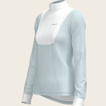  Stripes in Sky Blue Short Pleated Long Sleeve Show Shirt - Espoir Equestrian - Equiluxe Tack