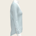  Stripes in Sky Blue Short Pleated Long Sleeve Show Shirt - Espoir Equestrian - Equiluxe Tack