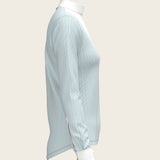  Stripes in Sky Blue Short Pleated Long Sleeve Show Shirt - Espoir Equestrian - Equiluxe Tack