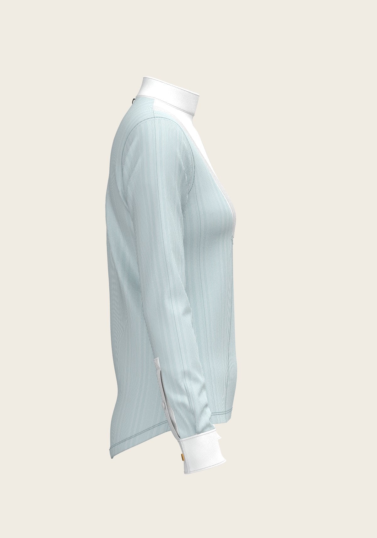  Stripes in Sky Blue Short Pleated Long Sleeve Show Shirt - Espoir Equestrian - Equiluxe Tack