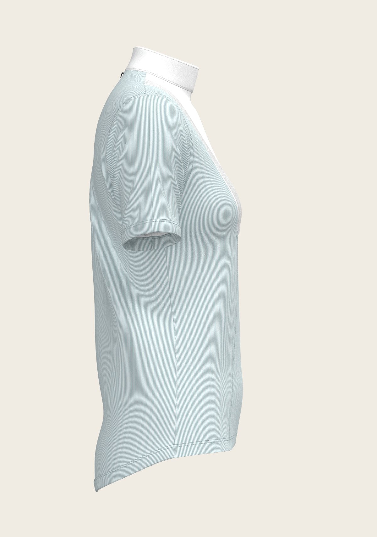  Stripes in Sky Blue Short Pleated Short Sleeve Show Shirt - Espoir Equestrian - Equiluxe Tack