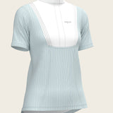  Stripes in Sky Blue Short Pleated Short Sleeve Show Shirt - Espoir Equestrian - Equiluxe Tack