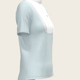  Stripes in Sky Blue Short Pleated Short Sleeve Show Shirt - Espoir Equestrian - Equiluxe Tack