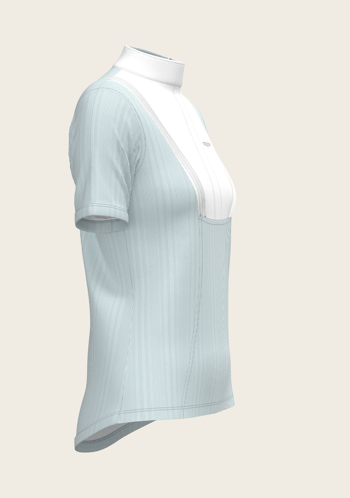  Stripes in Sky Blue Short Pleated Short Sleeve Show Shirt - Espoir Equestrian - Equiluxe Tack