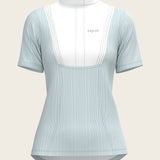  Stripes in Sky Blue Short Pleated Short Sleeve Show Shirt - Espoir Equestrian - Equiluxe Tack