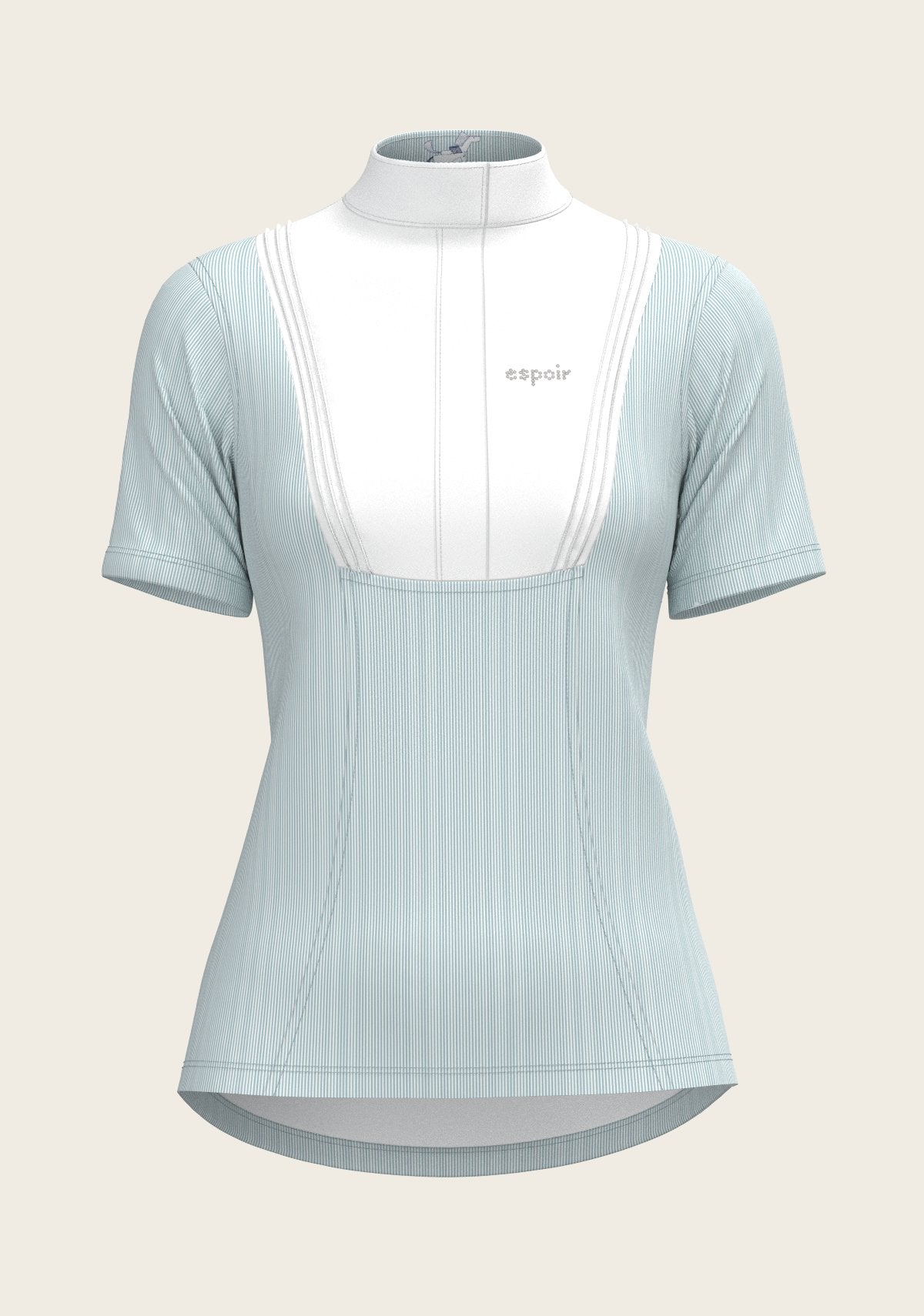  Stripes in Sky Blue Short Pleated Short Sleeve Show Shirt - Espoir Equestrian - Equiluxe Tack