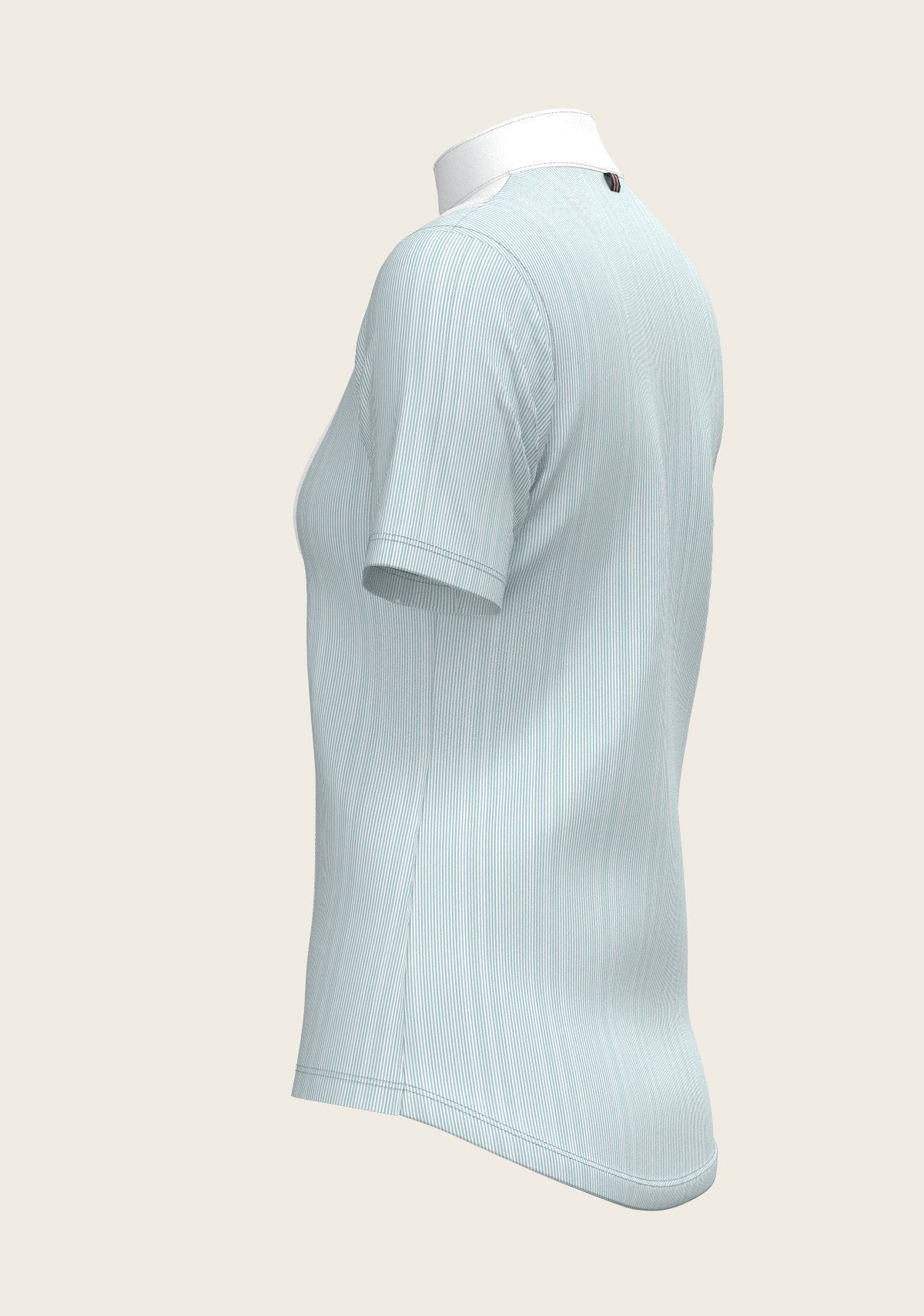  Stripes in Sky Blue Short Pleated Short Sleeve Show Shirt - Espoir Equestrian - Equiluxe Tack