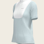  Stripes in Sky Blue Short Pleated Short Sleeve Show Shirt - Espoir Equestrian - Equiluxe Tack