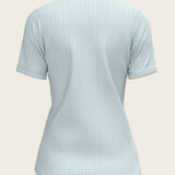  Stripes in Sky Blue Short Pleated Short Sleeve Show Shirt - Espoir Equestrian - Equiluxe Tack