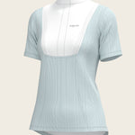  Stripes in Sky Blue Short Pleated Short Sleeve Show Shirt - Espoir Equestrian - Equiluxe Tack