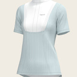  Stripes in Sky Blue Short Pleated Short Sleeve Show Shirt - Espoir Equestrian - Equiluxe Tack