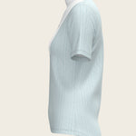  Stripes in Sky Blue Short Pleated Short Sleeve Show Shirt - Espoir Equestrian - Equiluxe Tack