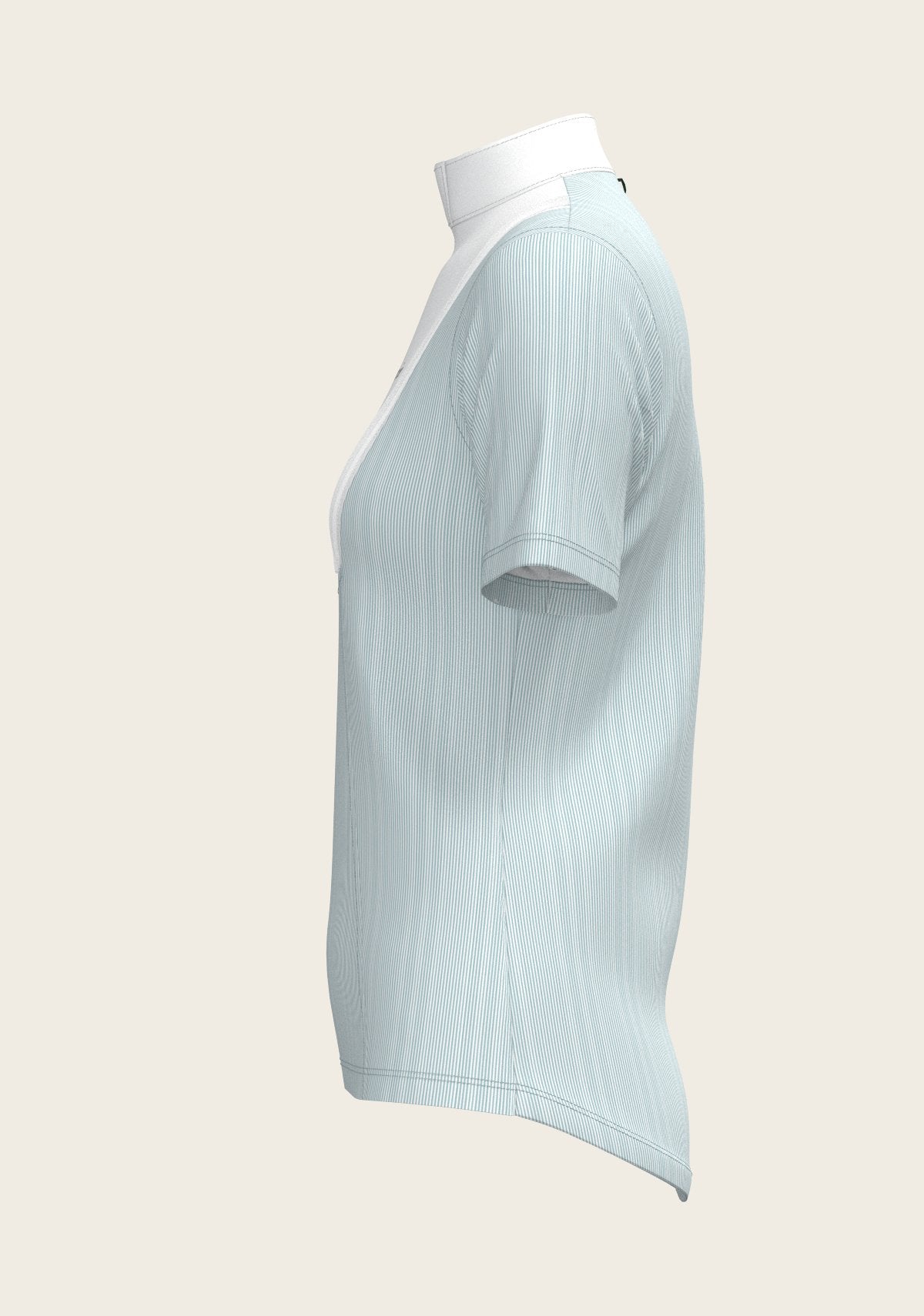  Stripes in Sky Blue Short Pleated Short Sleeve Show Shirt - Espoir Equestrian - Equiluxe Tack