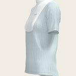  Stripes in Sky Blue Short Pleated Short Sleeve Show Shirt - Espoir Equestrian - Equiluxe Tack