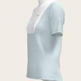  Stripes in Sky Blue Short Pleated Short Sleeve Show Shirt - Espoir Equestrian - Equiluxe Tack