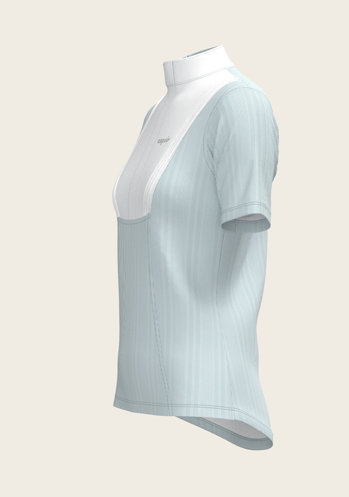  Stripes in Sky Blue Short Pleated Short Sleeve Show Shirt - Espoir Equestrian - Equiluxe Tack