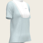  Stripes in Sky Blue Short Pleated Short Sleeve Show Shirt - Espoir Equestrian - Equiluxe Tack