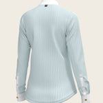 Stripes in Skyblue Short Zip Long Sleeve Show Shirt - Espoir Equestrian - Equiluxe Tack