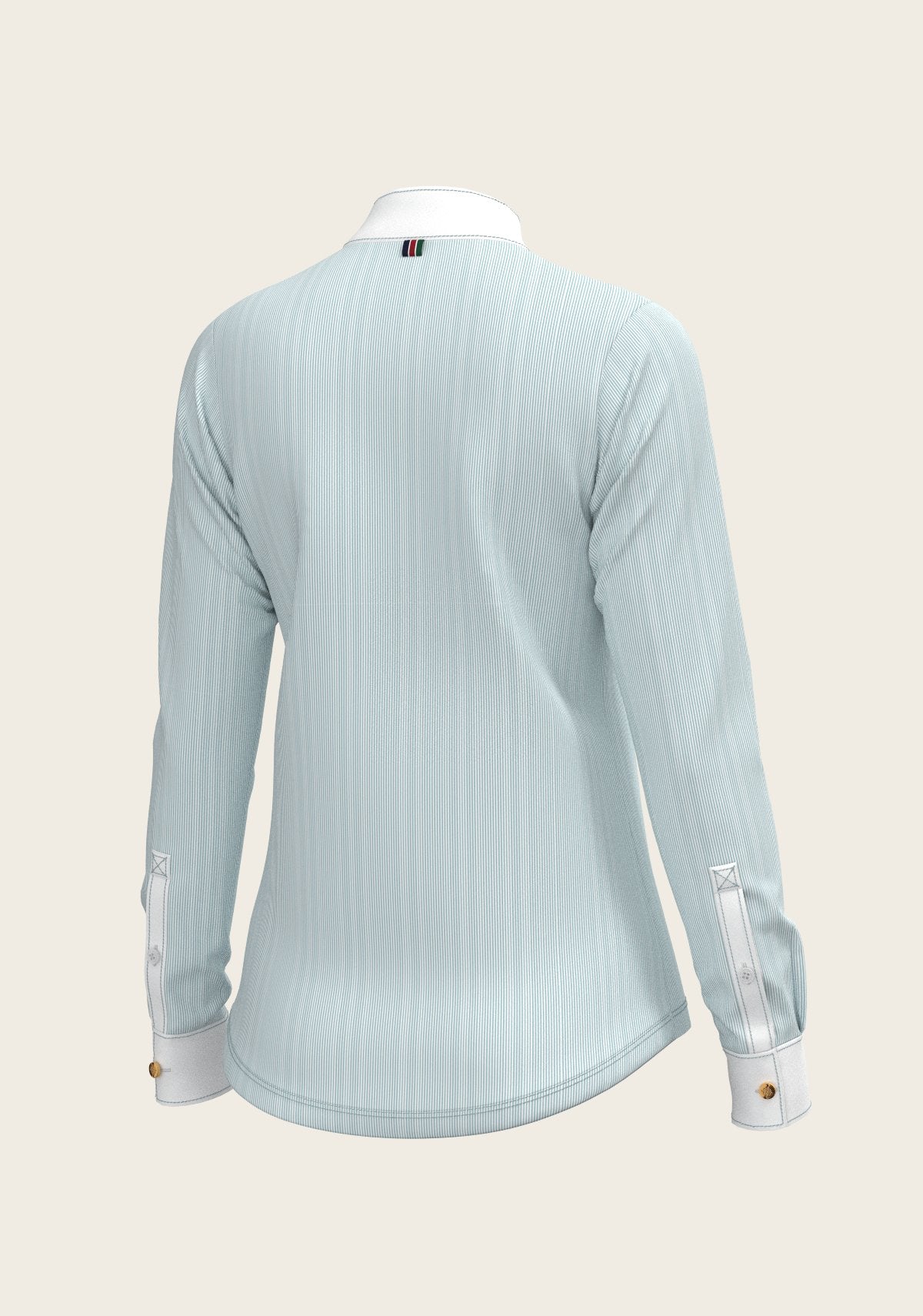 Stripes in Skyblue Short Zip Long Sleeve Show Shirt - Espoir Equestrian - Equiluxe Tack