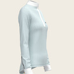 Stripes in Skyblue Short Zip Long Sleeve Show Shirt - Espoir Equestrian - Equiluxe Tack