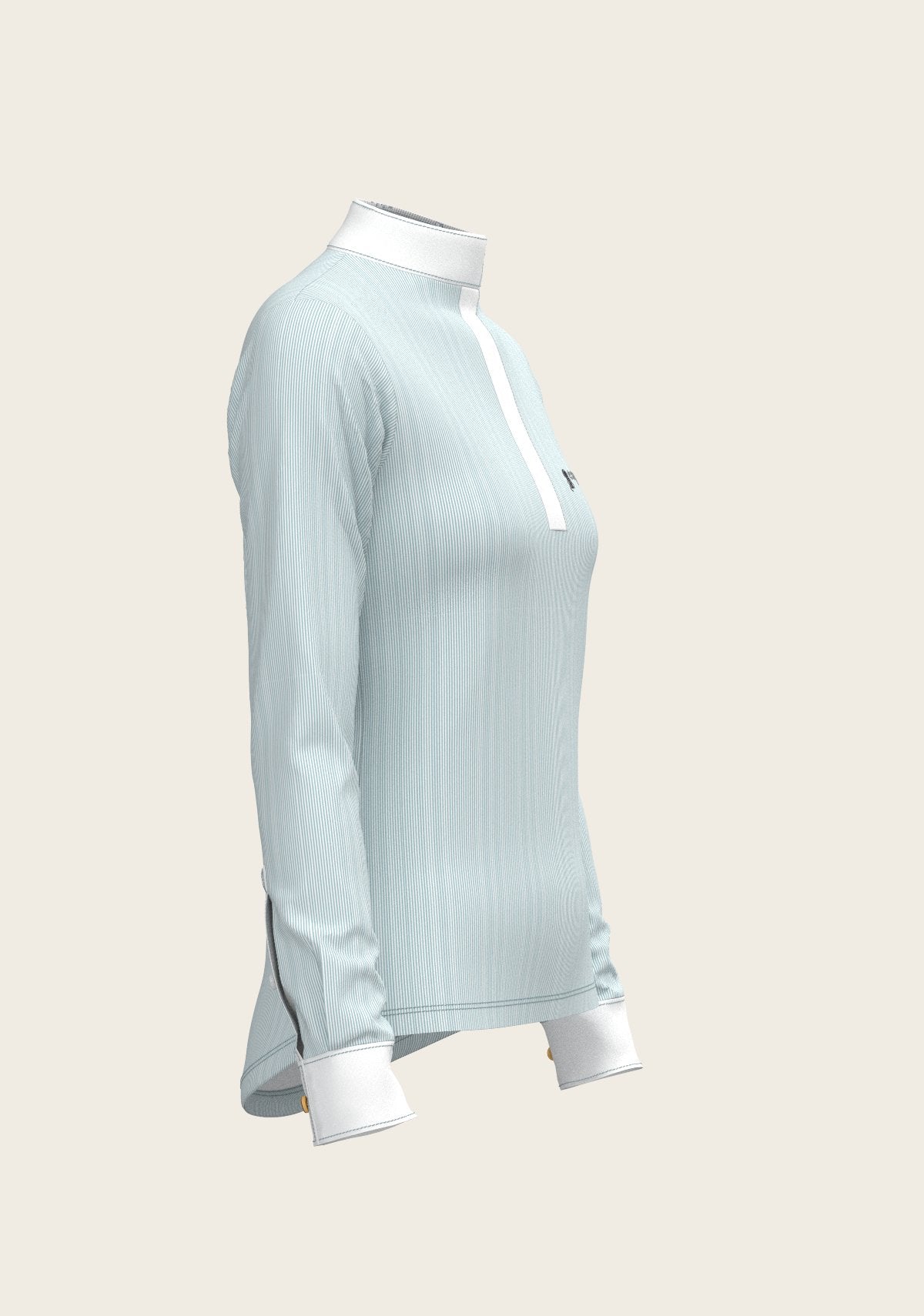 Stripes in Skyblue Short Zip Long Sleeve Show Shirt - Espoir Equestrian - Equiluxe Tack