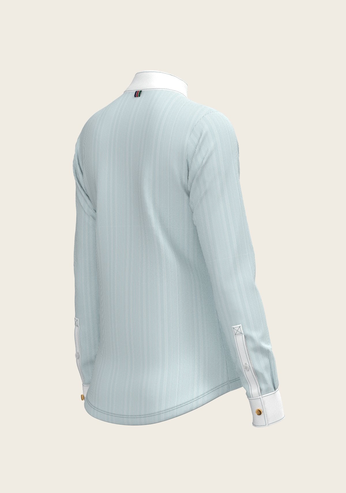 Stripes in Skyblue Short Zip Long Sleeve Show Shirt - Espoir Equestrian - Equiluxe Tack