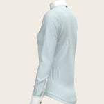 Stripes in Skyblue Short Zip Long Sleeve Show Shirt - Espoir Equestrian - Equiluxe Tack