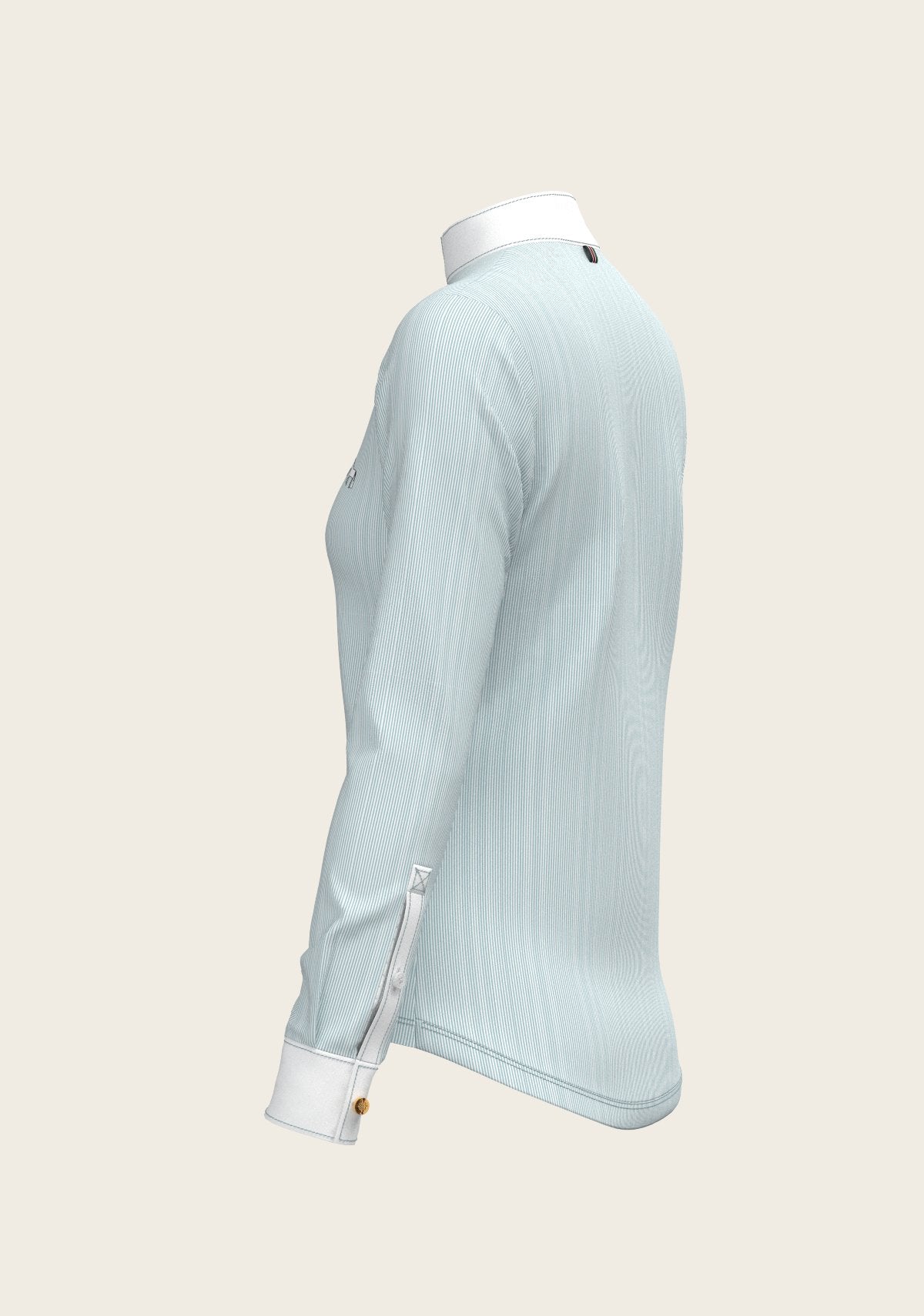 Stripes in Skyblue Short Zip Long Sleeve Show Shirt - Espoir Equestrian - Equiluxe Tack