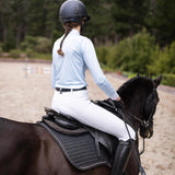 Stripes in Skyblue Short Zip Long Sleeve Show Shirt - Espoir Equestrian - Equiluxe Tack