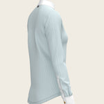 Stripes in Skyblue Short Zip Long Sleeve Show Shirt - Espoir Equestrian - Equiluxe Tack