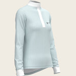 Stripes in Skyblue Short Zip Long Sleeve Show Shirt - Espoir Equestrian - Equiluxe Tack